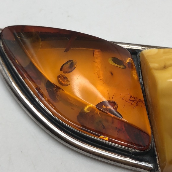 Genuine Baltic Amber Silver Tone Collar Necklace - Picture 11 of 14
